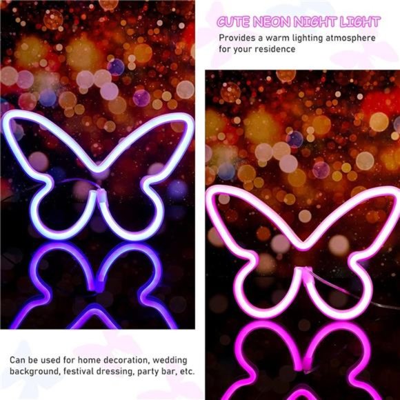 2 Pieces Butterfly Neon Signs Butterfly LED Light 3-AA Battery Powered, USB - Picture 6 of 6